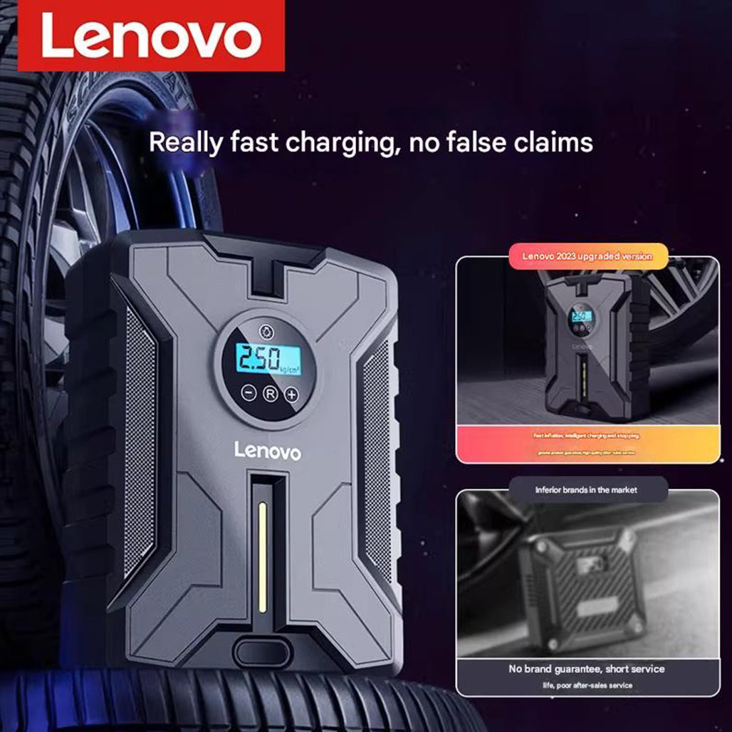 Lenovo HV05-2 Portable Car Tire Inflator – 12V Air Compressor with Pressure Gauge & LED Light