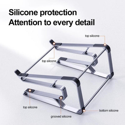 Ergonomic Aluminum Desk Stand - Detachable Laptop Holder - Black - Saleshubstore