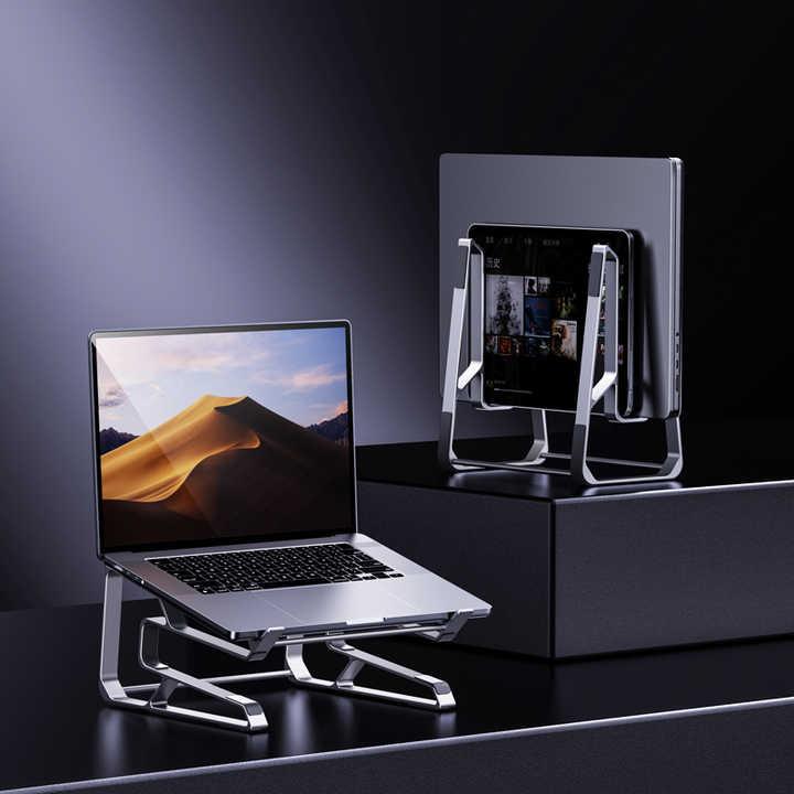Ergonomic Aluminum Desk Stand - Detachable Laptop Holder - Black - Saleshubstore