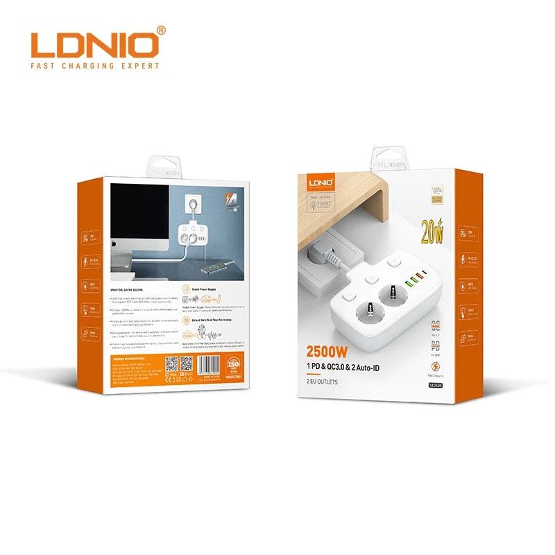 LDNIO SE2435 2500W Power Strip with Auto-ID USB Ports – Multi Plug Extension Socket - Saleshubstore