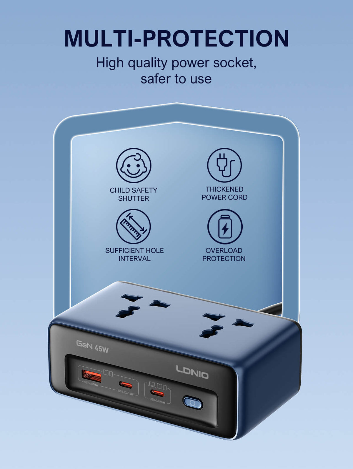 LDNIO SC1 45W Desktop Power Strip
