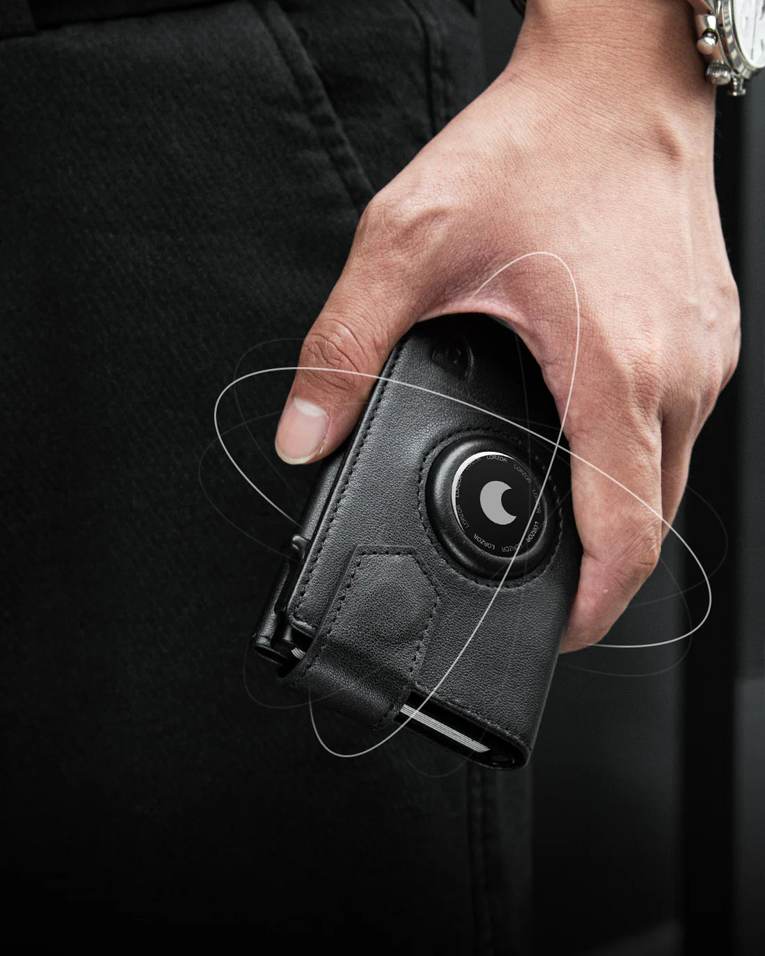 LORZOR Pop-Up AirTag Leather Wallet