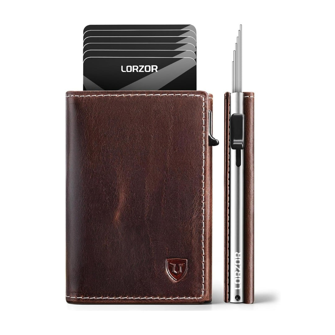 LORZOR Pop-Up RFID Leather Wallet for Men