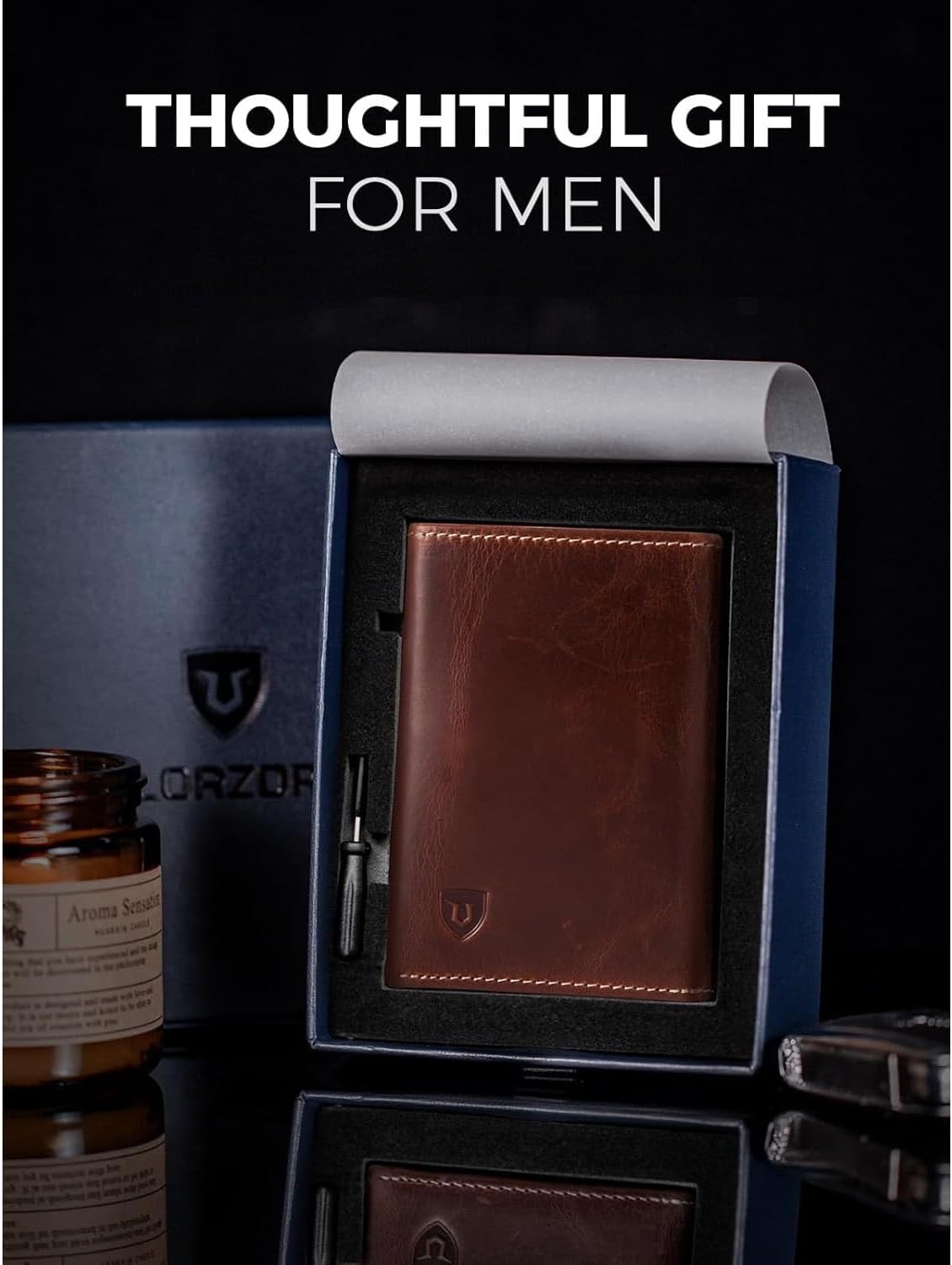 LORZOR Pop-Up RFID Leather Wallet for Men