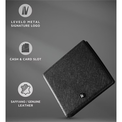 Levelo Billfold Men’s Genuine Leather Wallet – Black