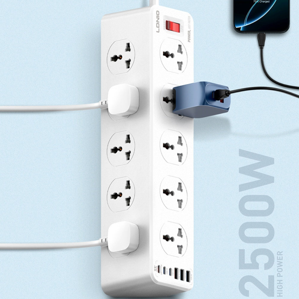 LDNIO SC10610 2500W Power Socket with 10 Universal Outlets & USB-C PD20W