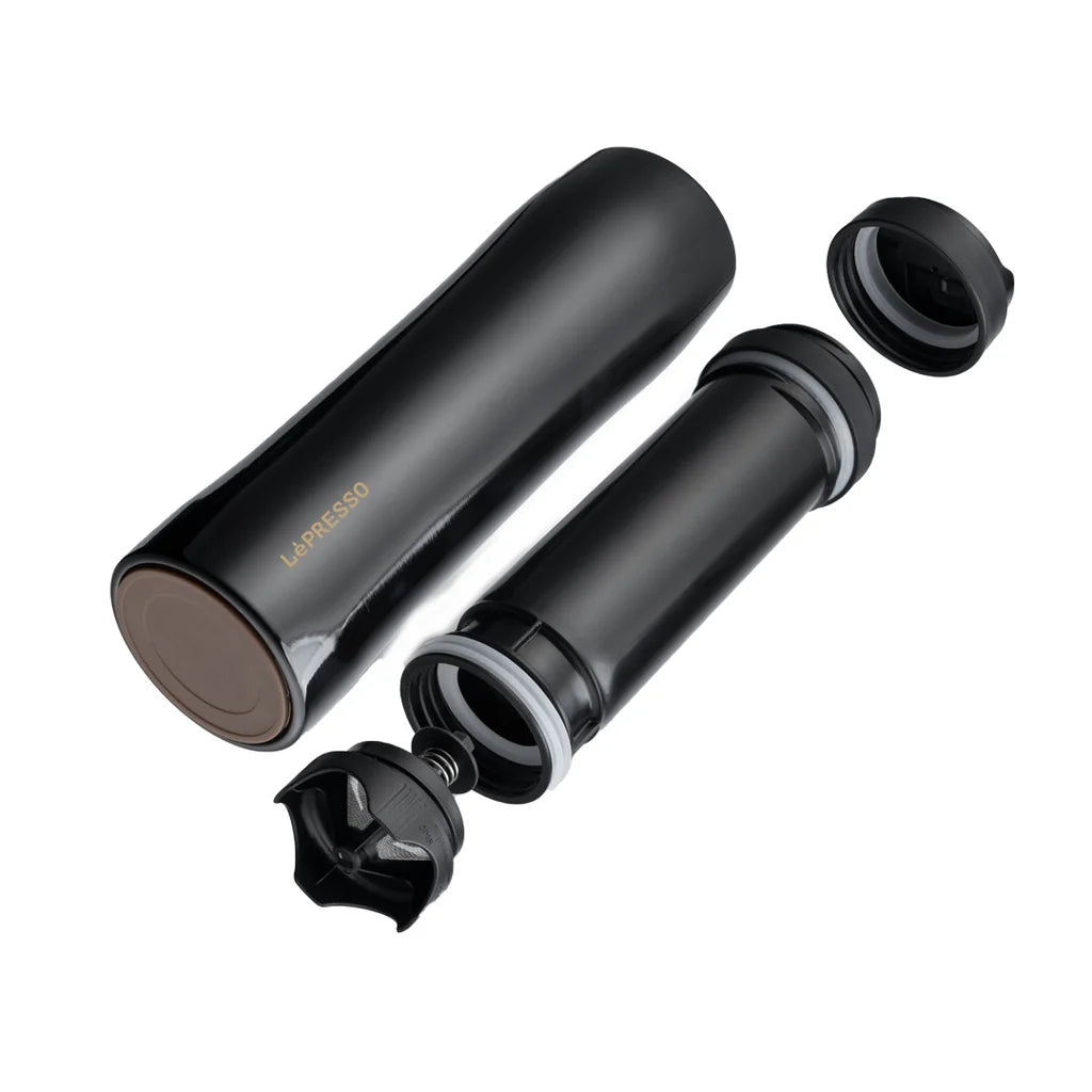 Lepresso Portable French Press Coffee & Tea Maker – Compact Manual Brewer (Black)