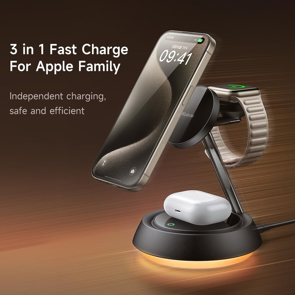 Mcdodo 3-in-1 15W Night Light Magnetic Wireless Charger