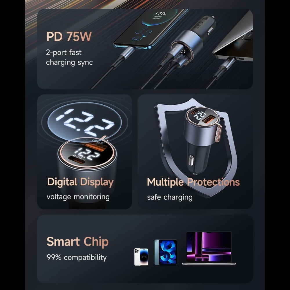 Mcdodo 75W Digital Display Car Charger
