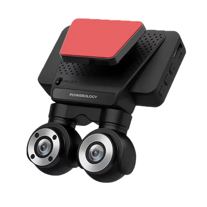 Powerology Dual Lens 4K Dash Camera – 3″ Touch Display, Front & Rear Recording (Black)