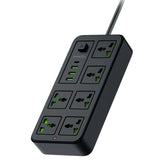Porodo 6-AC Power Strip with USB-A & Type-C Charging Ports – Smart Power Hub (Black)