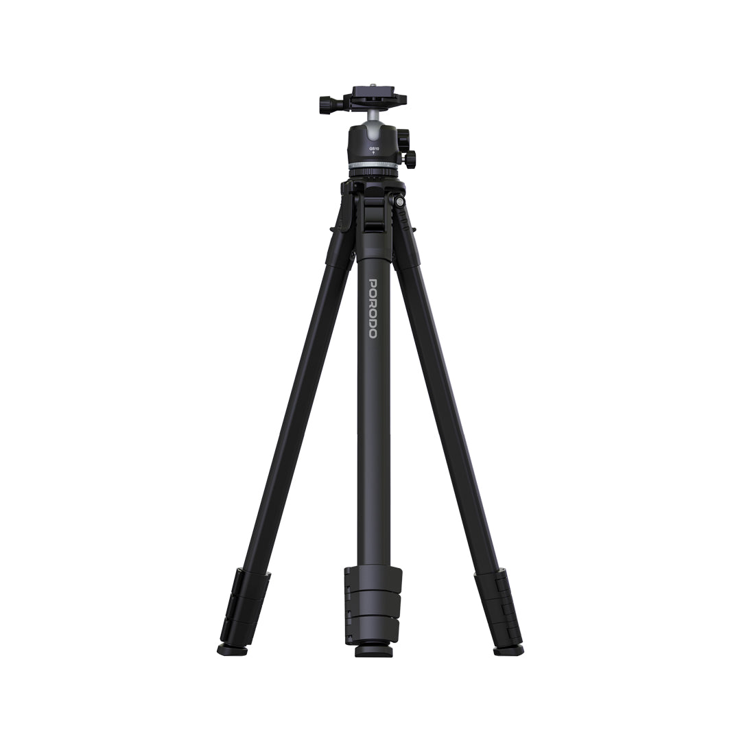 Porodo Ultra-Light Aluminum Tripod – Portable Adjustable Camera & Phone Stand (Black)