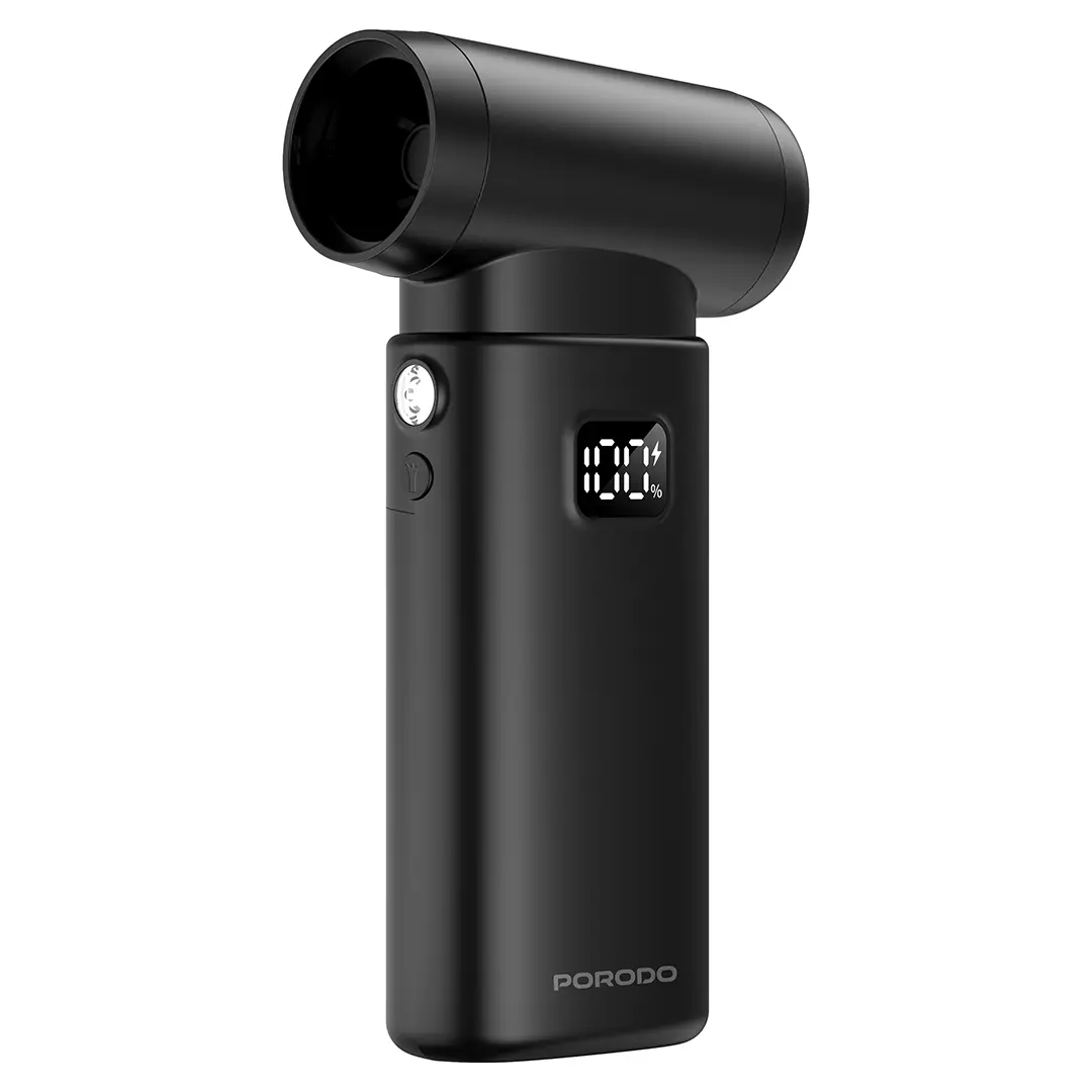 Porodo Lifestyle 2-in-1 Portable Vacuum Cleaner & Air Duster – Compact Cleaning Tool (Black)