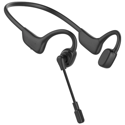 Porodo Soundtec Vibrix Air Conduction Wireless Headset – Open-Ear Lightweight Bluetooth Headphones (Black)