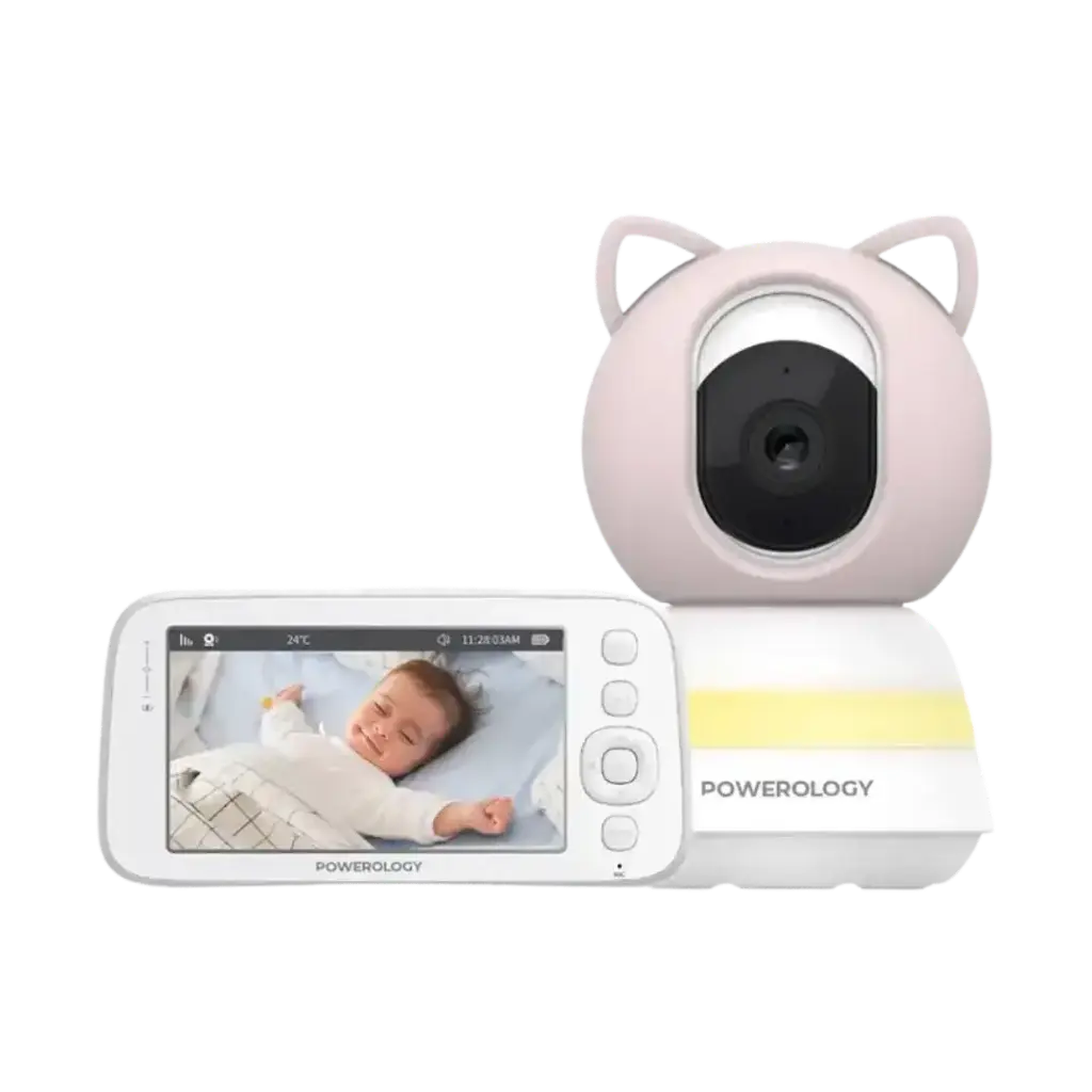 Powerology Smart Baby Monitor Camera with Mobile App – Night Vision, Motion Detection & Two-Way Audio (Blue / Pink)