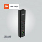 Porodo 85W Multi-Port USB Charging Hub – Fast Multi-Device Charger with Smart Power Distribution (Black)