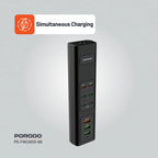 Porodo 85W Multi-Port USB Charging Hub – Fast Multi-Device Charger with Smart Power Distribution (Black)
