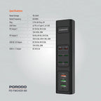 Porodo 85W Multi-Port USB Charging Hub – Fast Multi-Device Charger with Smart Power Distribution (Black)