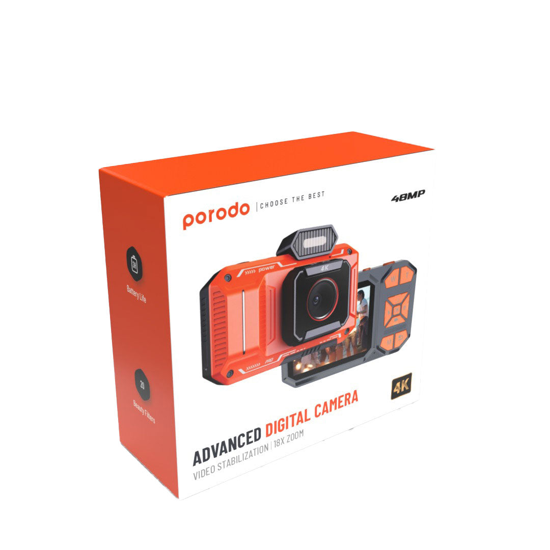 Porodo 48MP Full HD 1080 Digital Camera – 18X Digital Zoom Compact Camera