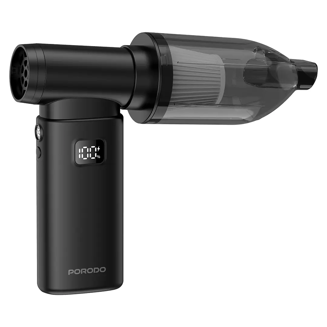 Porodo Lifestyle 2-in-1 Portable Vacuum Cleaner & Air Duster – Compact Cleaning Tool (Black)