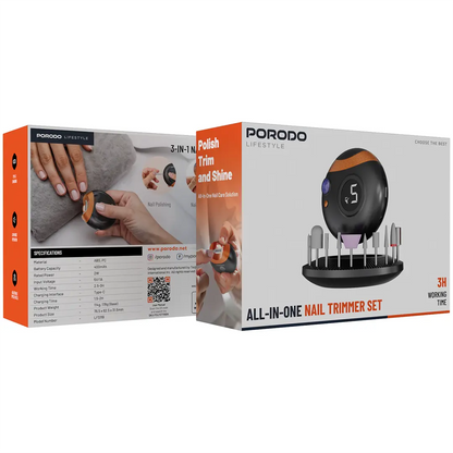 Porodo Lifestyle All-In-One Nail Trimmer Set – Complete Grooming Kit (Black)