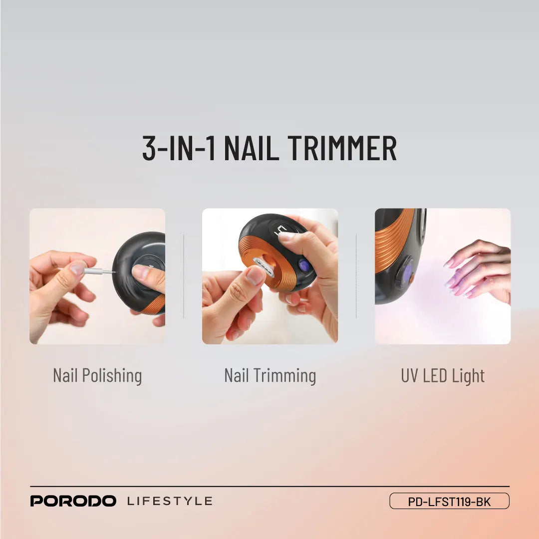 Porodo Lifestyle All-In-One Nail Trimmer Set – Complete Grooming Kit (Black)