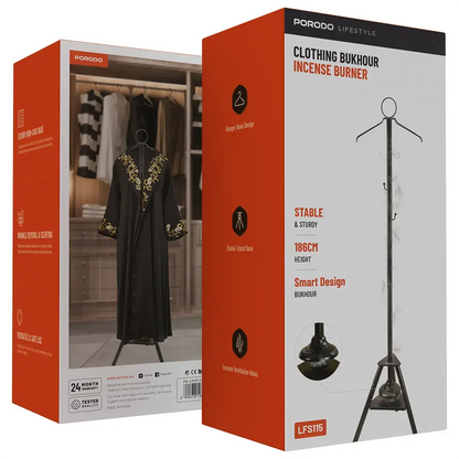 Porodo Lifestyle Clothing Bukhour Incense Burner – Safe Fabric Scenting Device (Black)