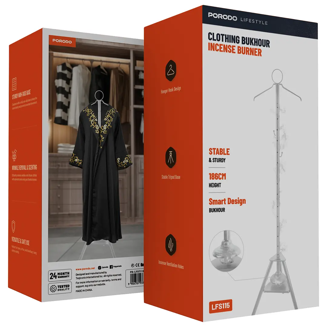 Porodo Lifestyle Clothing Bukhour Incense Burner – Safe Fabric Scenting Device (White)