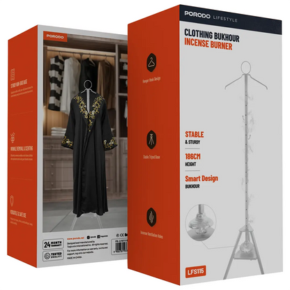 Porodo Lifestyle Clothing Bukhour Incense Burner – Safe Fabric Scenting Device (White)