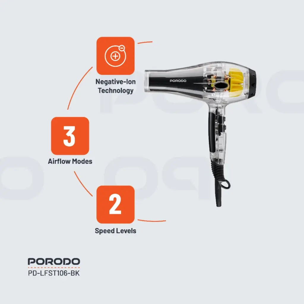 ⁠Porodo Lifestyle Crystal Shell Hair Dryer