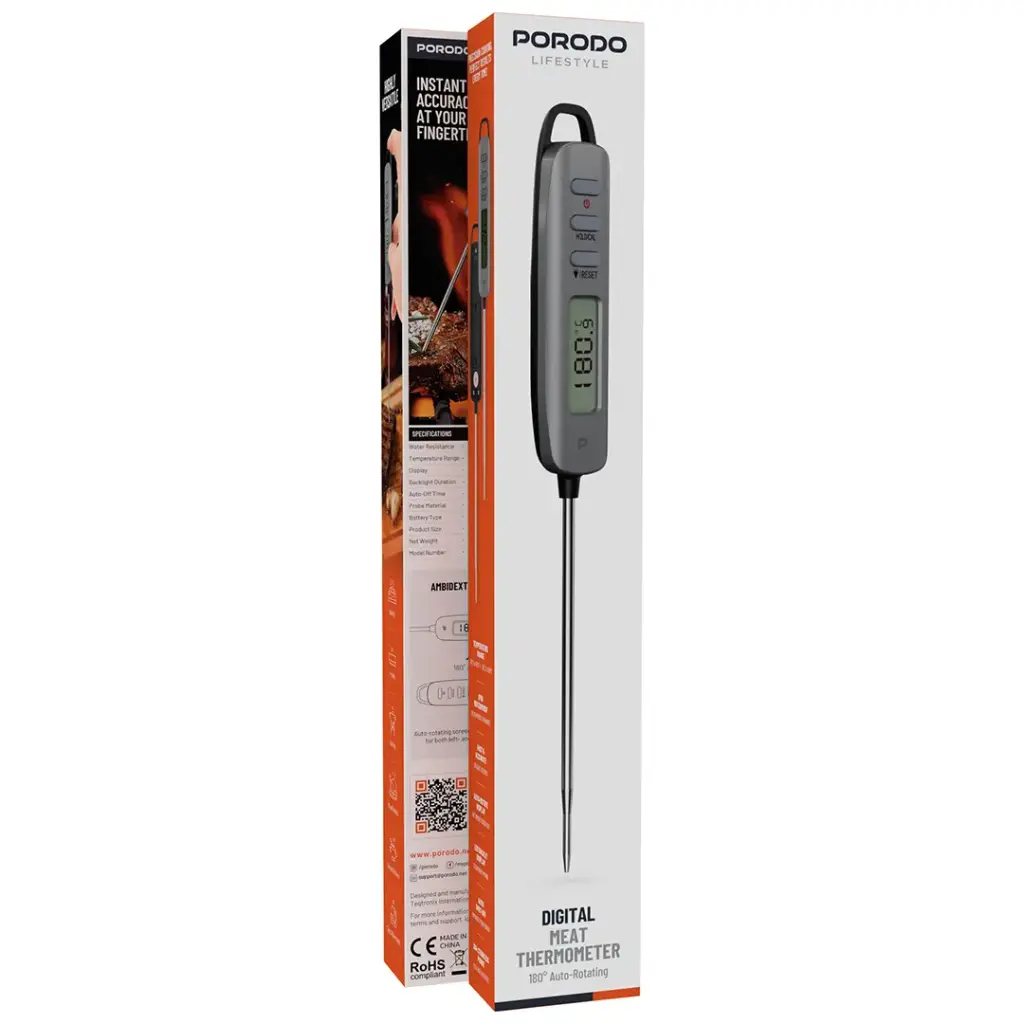 Porodo Lifestyle Digital Meat Thermometer with 180° Auto-Rotating