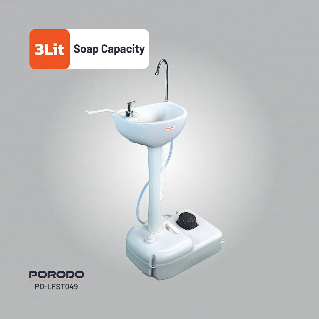 Porodo Portable Handwash Station – Foot Pump Operated Hygiene Sink for Outdoor Use