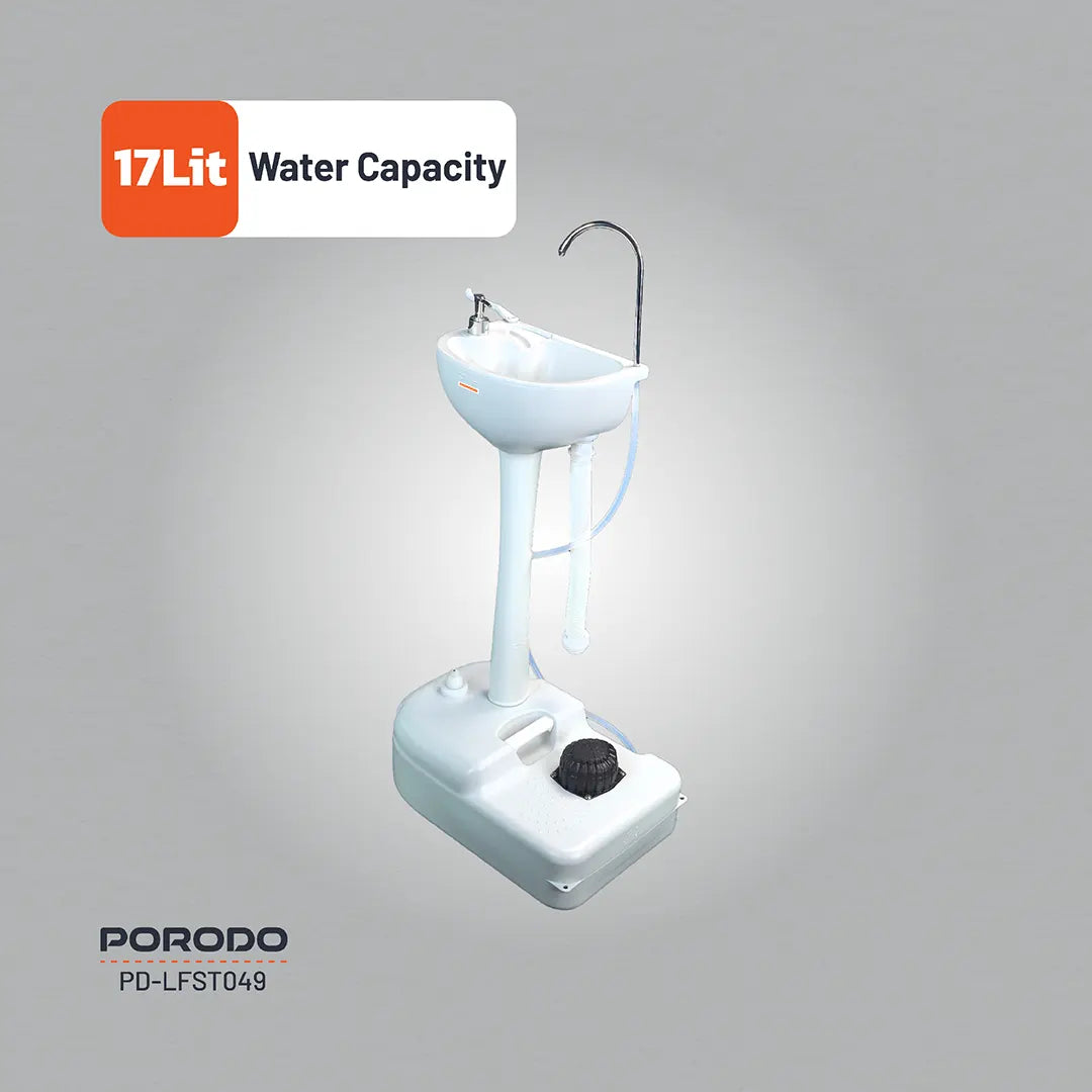 Porodo Portable Handwash Station – Foot Pump Operated Hygiene Sink for Outdoor Use