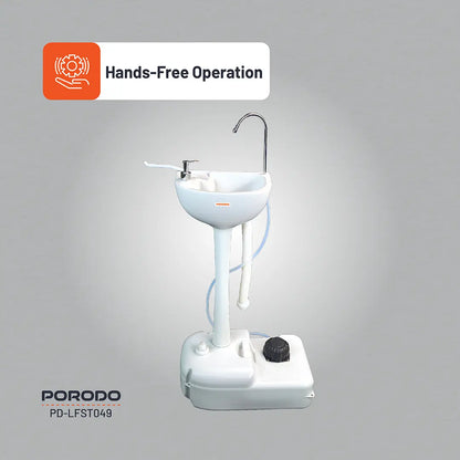 Porodo Portable Handwash Station – Foot Pump Operated Hygiene Sink for Outdoor Use