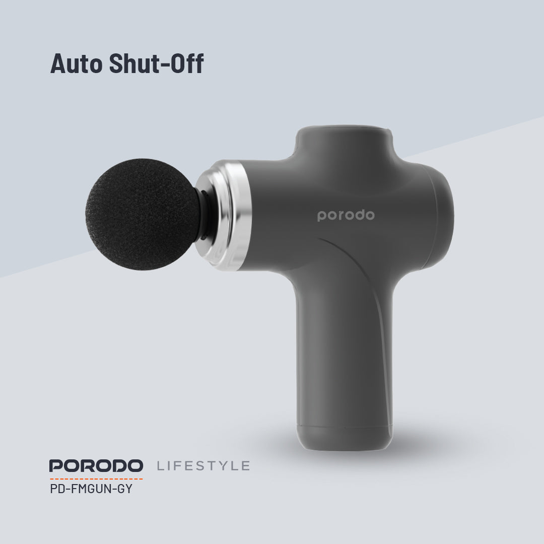 Porodo Fascial Massage Gun – Deep Tissue Muscle Recovery with 4 Heads (Grey)