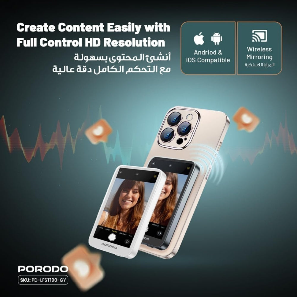 Porodo Lifestyle Selfie Screen Monitor Magnetic Mirroring Device ...