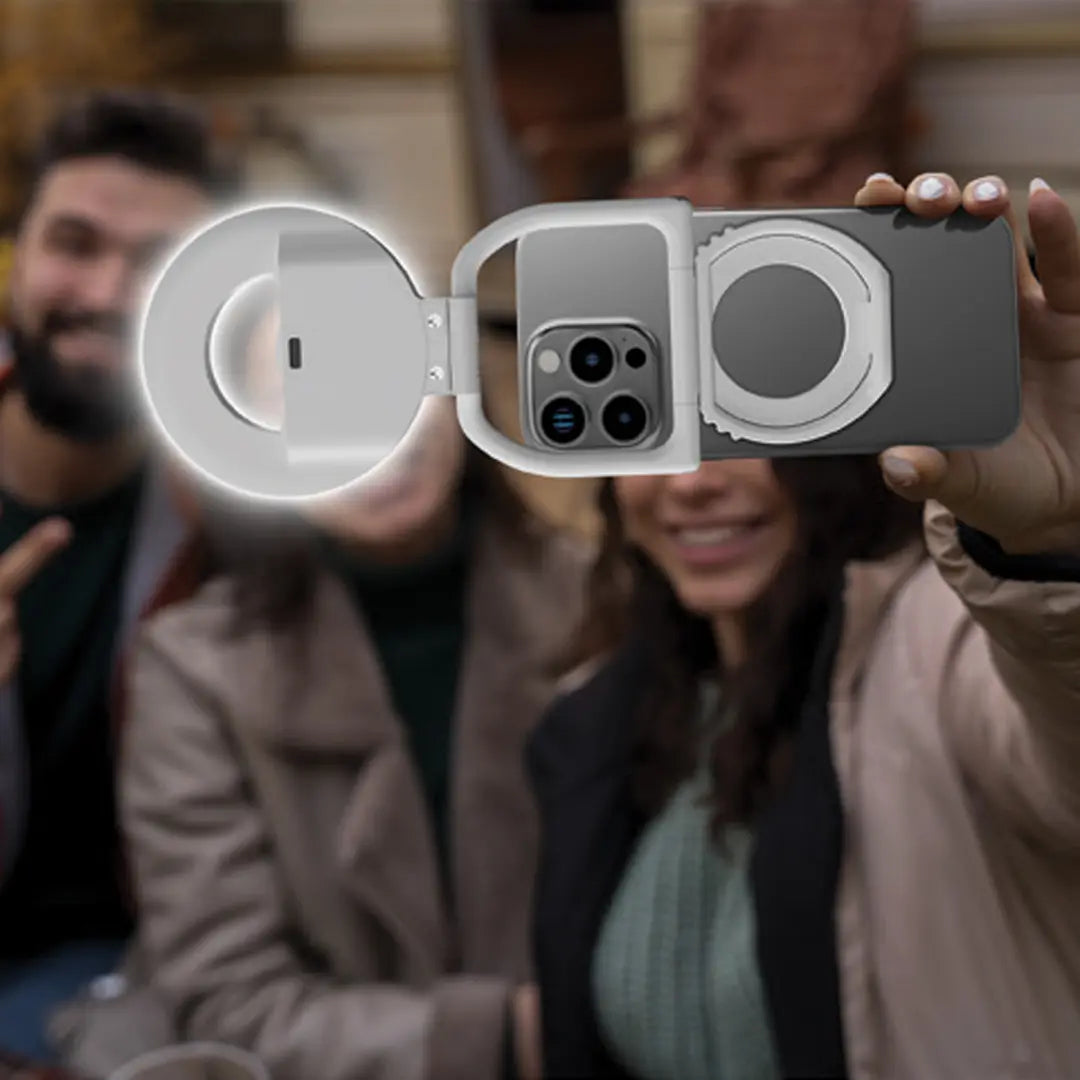 Porodo SnapBright Magnetic LED Fill Light – Adjustable Brightness Compact Light (White)