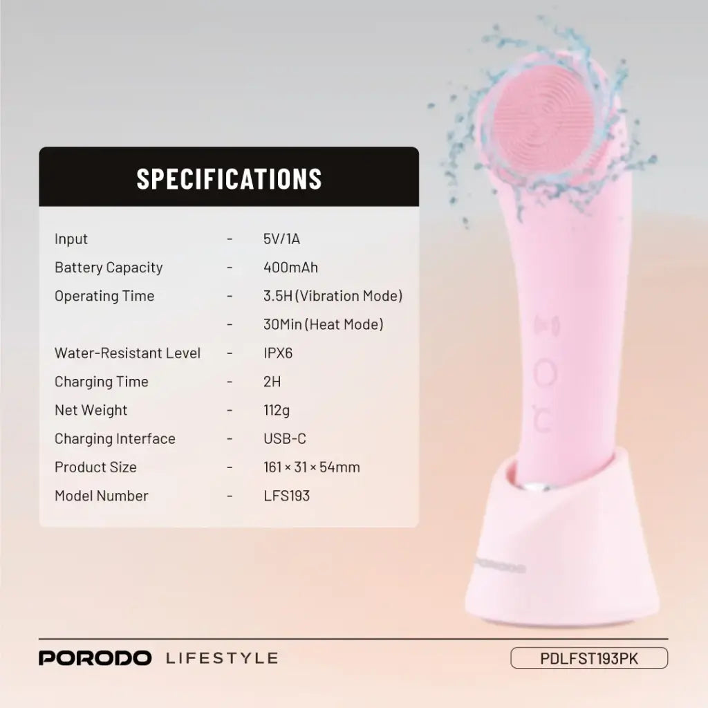 Porodo Lifestyle Sonic Vibration Facial Cleansing Brush