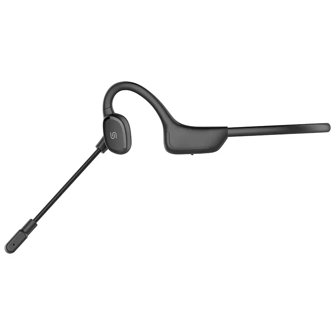 Porodo Soundtec Vibrix Air Conduction Wireless Headset – Open-Ear Lightweight Bluetooth Headphones (Black)