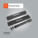 Porodo Ultra-Light Aluminum Tripod – Portable Adjustable Camera & Phone Stand (Black)