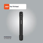Porodo Ultra-Light Aluminum Tripod – Portable Adjustable Camera & Phone Stand (Black)