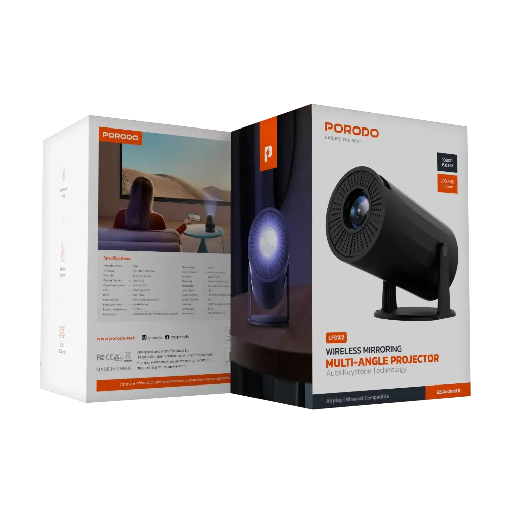 Porodo Wireless Smart Android Multi-Angle Projector