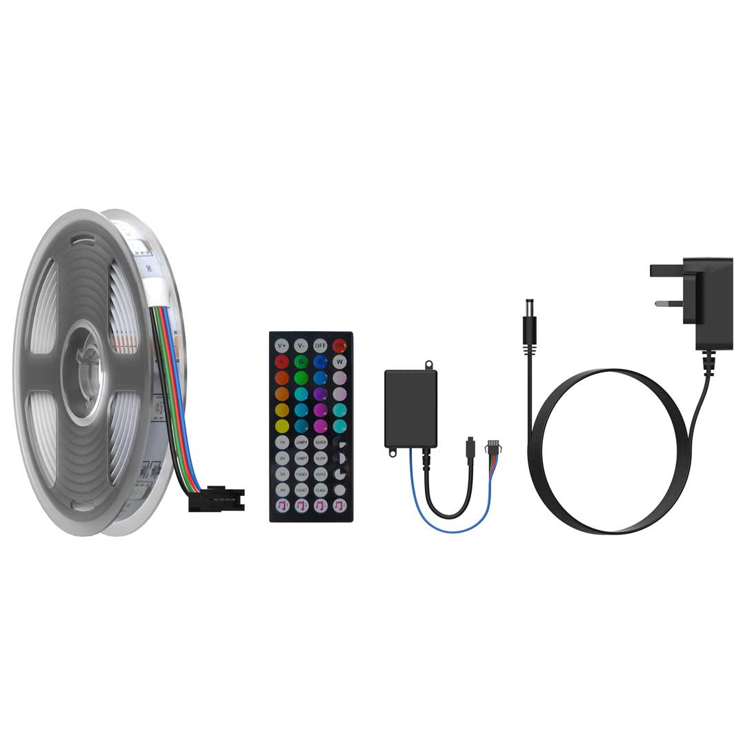 Porodo Blue 16.4 Ft Sound Reactive RGB Strip Light with 44 Key Remote - image 4