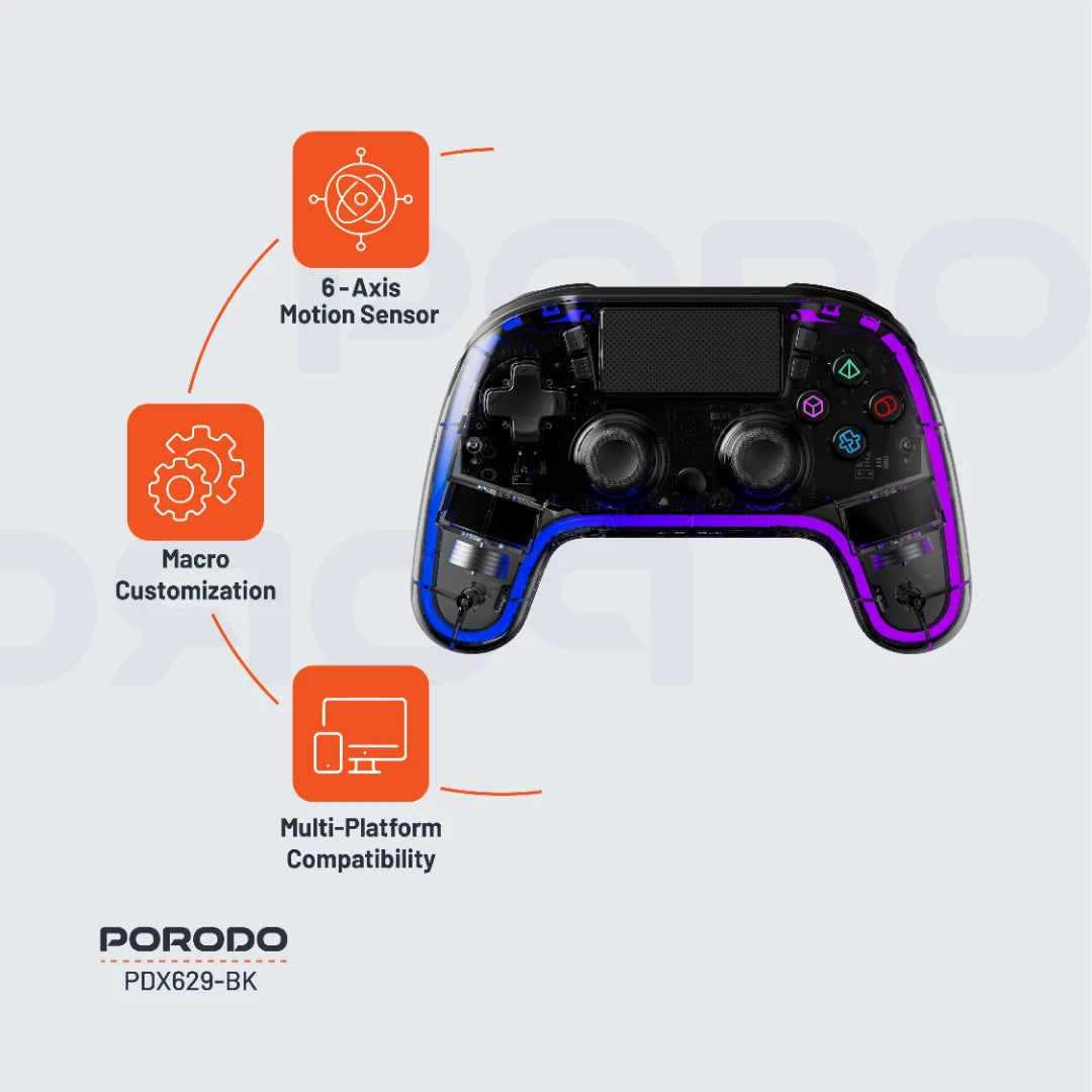 Porodo Gaming Crystal Shell PS4 Controller feature view