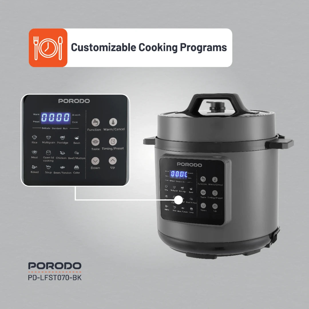 Porodo Lifestyle 1300W Multi-Cuisine Pressure Cooker - Black - image 4