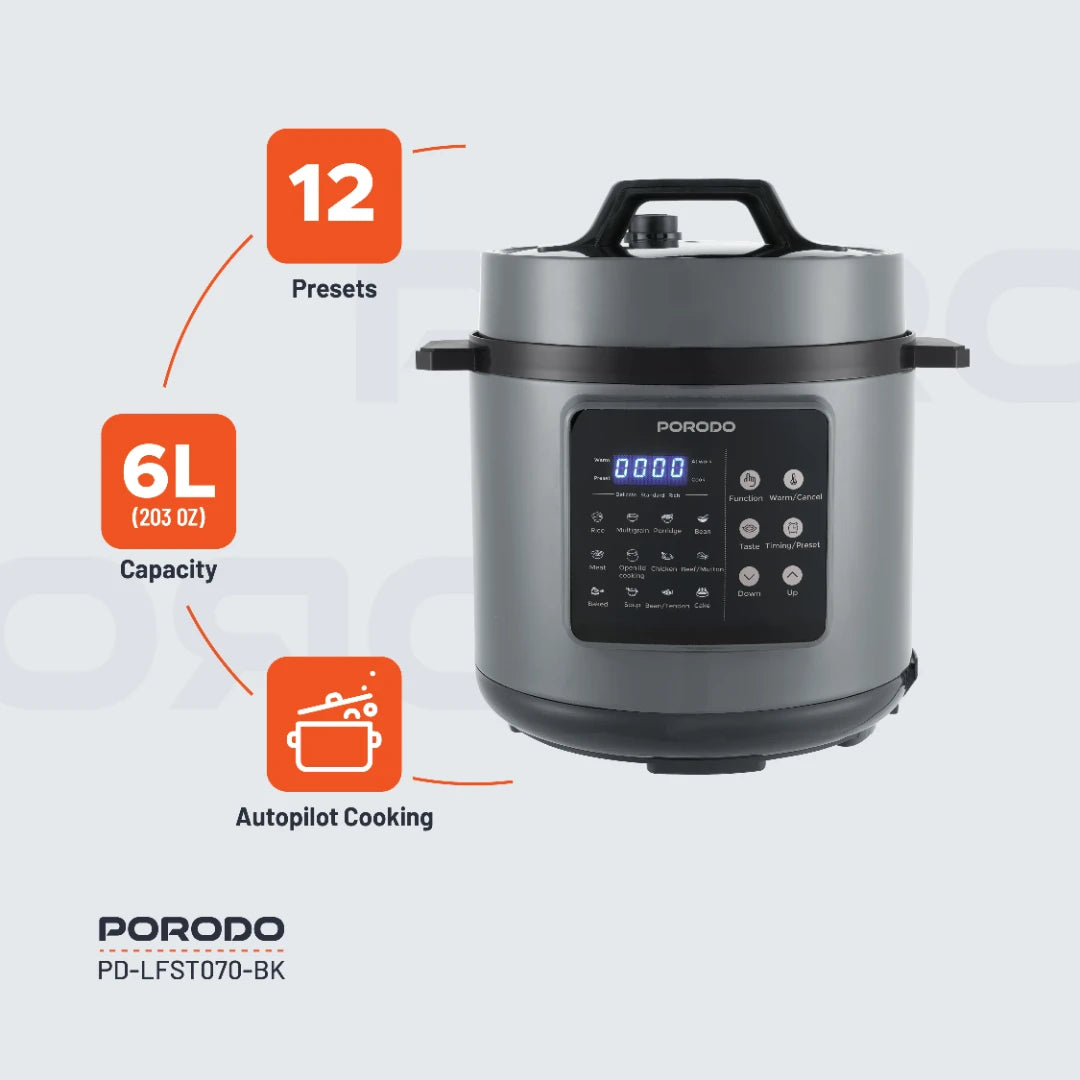 Porodo Lifestyle 1300W Multi-Cuisine Pressure Cooker - Black - image 3