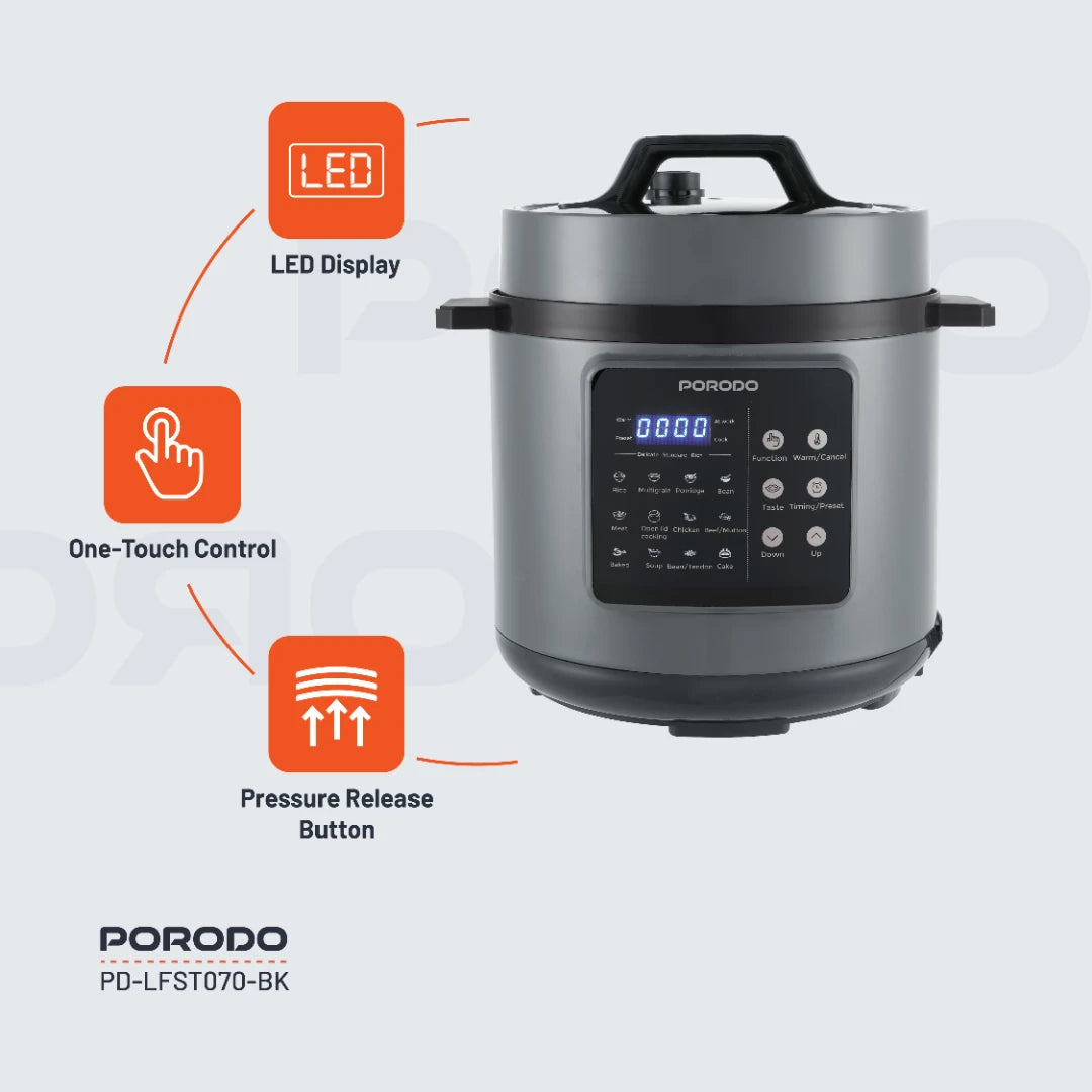Porodo Lifestyle 1300W Multi-Cuisine Pressure Cooker - Black - image 2