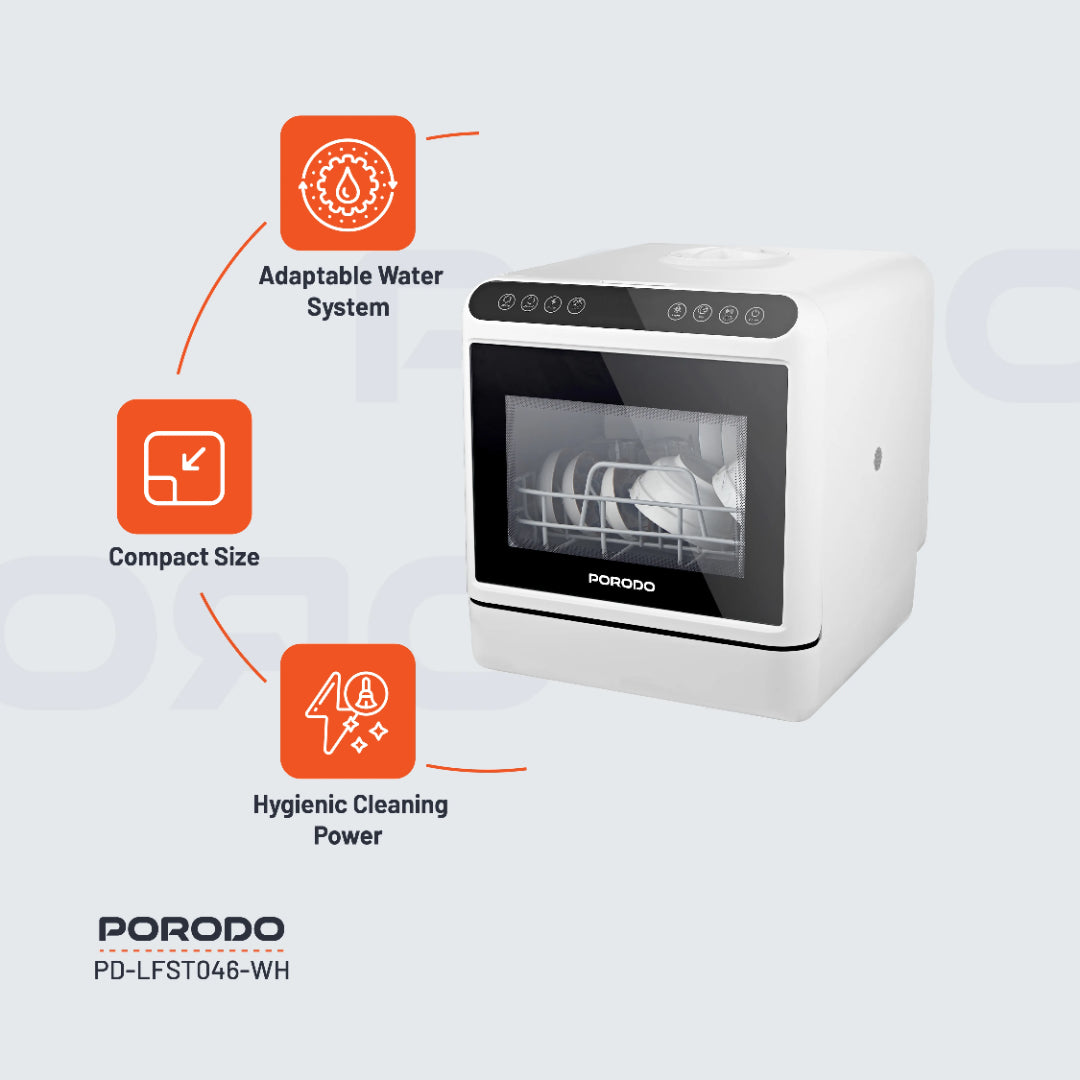 Porodo Lifestyle Counter-Top Dishwasher - White - image 3