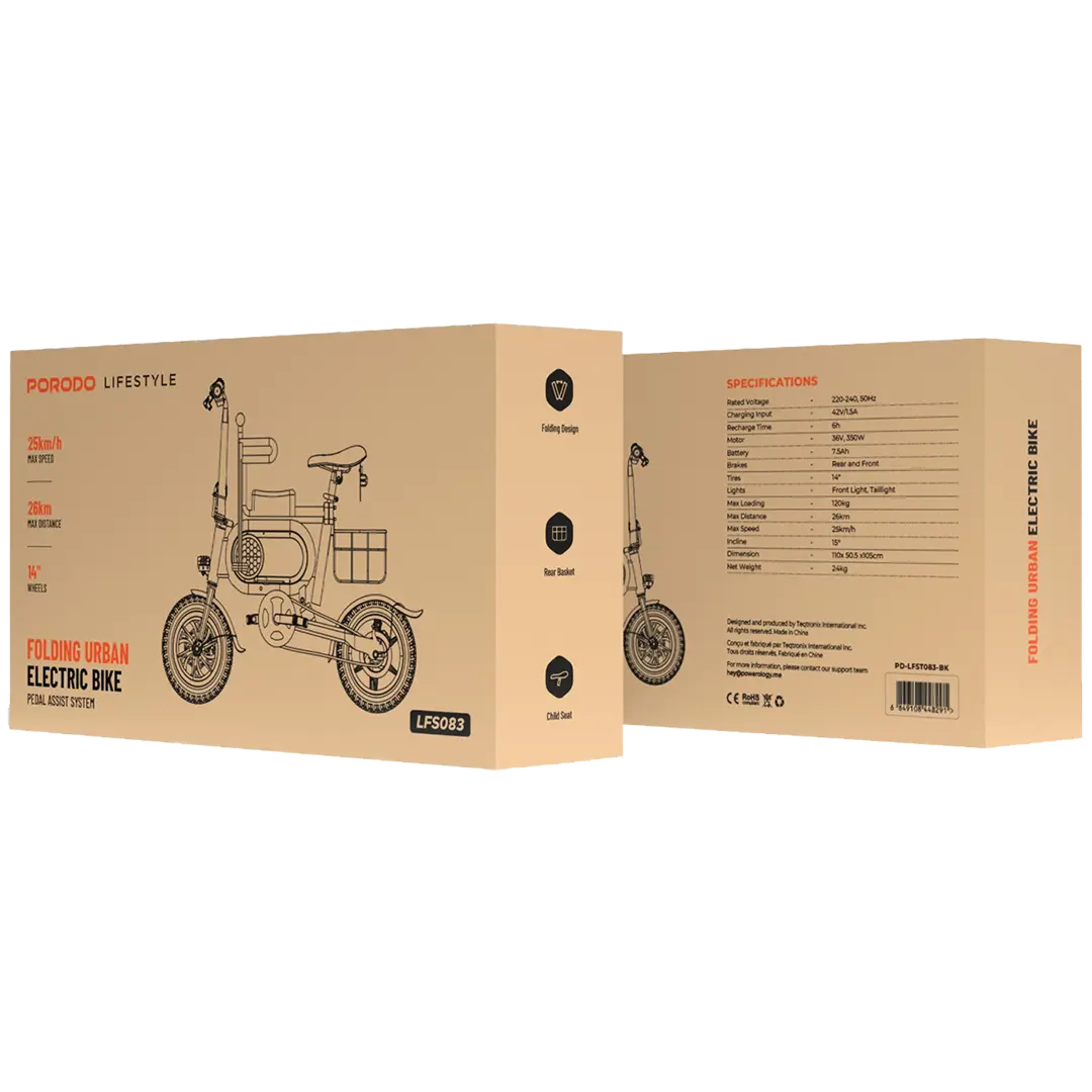 Porodo Lifestyle Folding Urban Electric Bike - Black - image 3