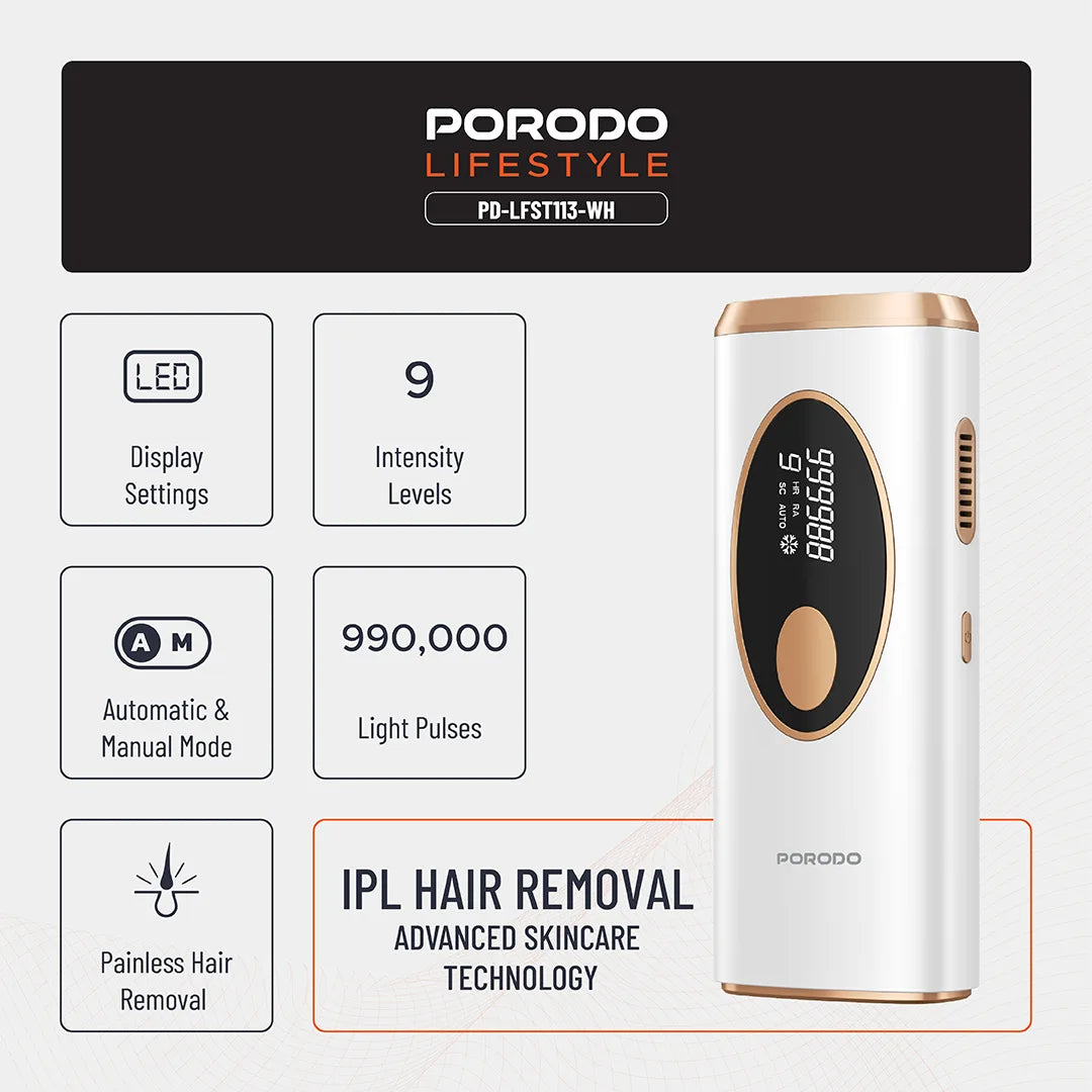 Porodo Lifestyle IPL Hair Removal Advanced Skincare Technology - White - image 3